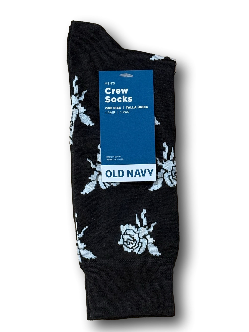 3/$18 White Roses Funny Novelty Crew Socks - NWT - Picture 1 of 3